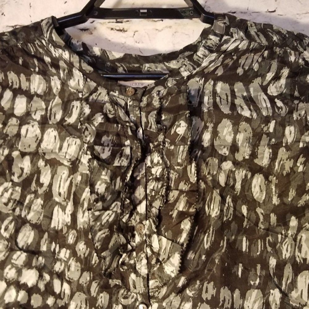 J. Crew Shirt Size 4 Black Button Silk blend - Picture 2 of 5